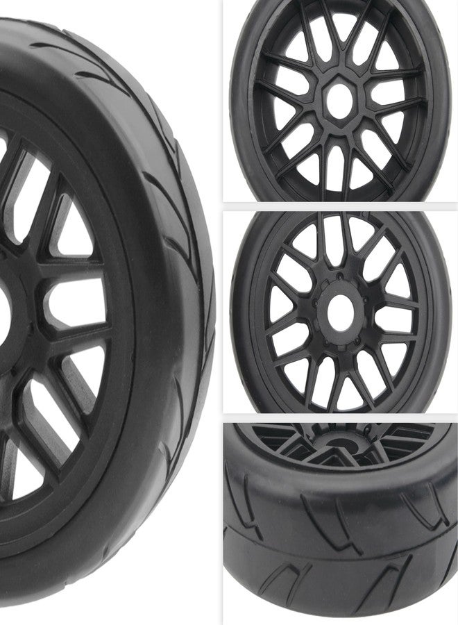Vgoohobby 4Pack Vgoohobby 17mm RC Wheels and Tires 104mm 1/8 Off Road Buggy Rubber Street Tires Compatible with Arrma Typhon Talion 6S Redcat Tamiya HPI Losi Kyosho Hobao 1/8 RC Off Road Buggy (14 Spoke) - Image 4